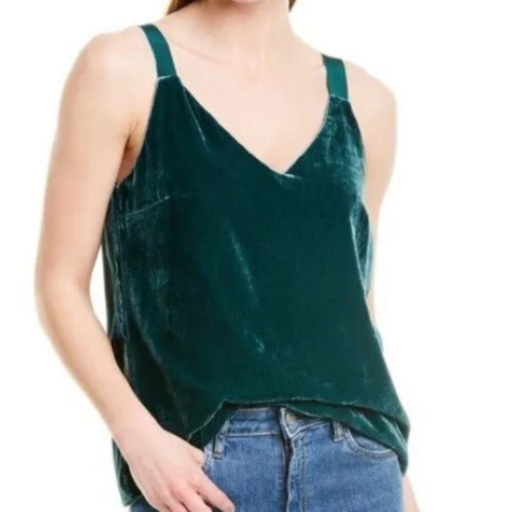 NWT J. Crew Velvet Emerald Green Tank Top V-neck Dressy Blouse Small